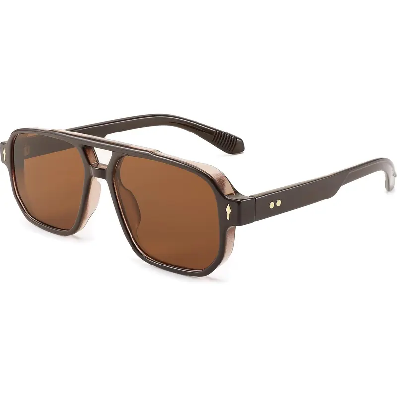 FEISEDY B9120 Resin 70s Vintage UV400 Protection Square Sunglasses - 54mm Frame Width, 46mm Lens Height, Unisex Street Style, Trendy Casual, UV Blocking, Stylish Accessories