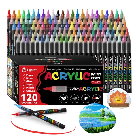 Acrylic Paint Marker Pen Set, 12/24/36/48pcs Acrylic Paint Pen, Art Supplies, Artist Supplies for Wood, Stone, Canvas, Glass, Fabric, Egg, Rock Painting and DIY Crafts
