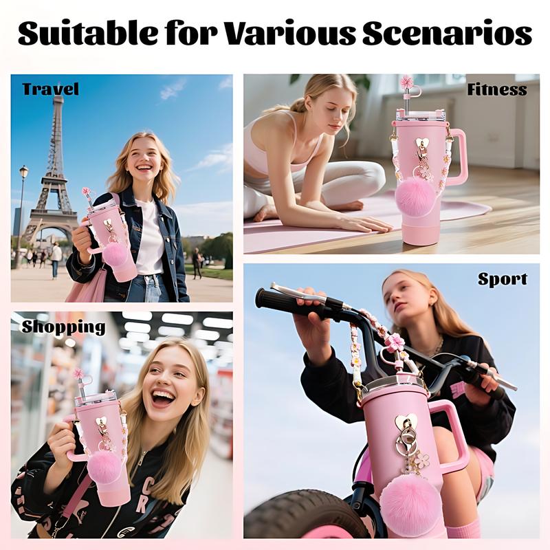 Stainless Steel Vacuum Insulated Glass Cup with Handle and Straw for Children's Gift Set, Keep Cold, Hot & Ice, Portable Drinkware - Mug, Tumbler, Water Bottles, Bottled, Flasks easter toy funny Tumbler Drinkware Tea Iced Tea girl gifts friendship