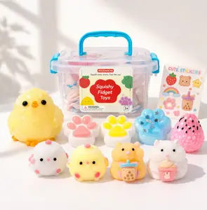 【Super Savings】10 Pack Kawaii Taba Squishy Toys with Box & Stickers, Mini Mochi Squishies, Sensory Fidget Stress Relief Toys for Kids, Party Favors, Goodie Bag Stuffers, Birthday Xmas Gifts