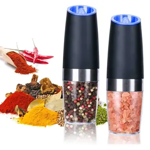MIUVA 2 Pack Automatic Gravity Electric Salt and Pepper Grinder Mill Shaker Adjustable Suitable for summer Kitchen tools Christmas Gift Thanksgiving tableware Value Pack
