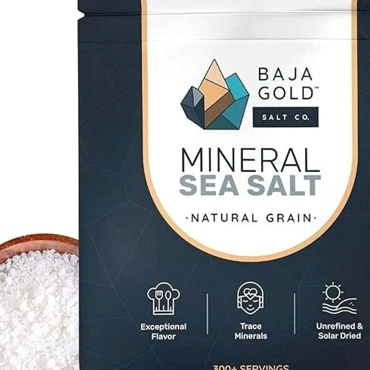 Baja Gold Mineral Sea Salt - Recommended by Gary Brecka - Organic Natural Grain Salt for Cooking & Baking | Authentic Baja Salt | Ideal for All Culinary Creations | 1 lb. Resealable Bag, 300+ Servings