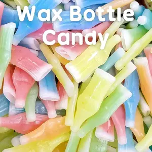 Eshopx Vintage Wax Bottle Candy 1 Pound Pack of Chewy Fruity Bonbons Sour Variety Gummy Juice Flavored Syrups Cherry Orange Lemon Blue Raspberry Green Apple Nostalgic Snack Sweet Fruit Gift TikTok Halloween Treat - Trick-or-Treat Bulk bag