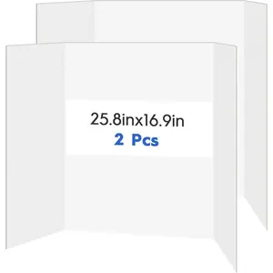 2 Pack Display Boards for Presentations, 25.8" X 16.9" Cardboard Poster Board with Smooth Finish & Fibrous texture Interior, Foldable for School Projects, Science Fairs, Event Displays, and Business