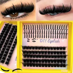 3-In-1 Lash Clusters, 200D/160D/120D/100D/80D/60D, 6-20mm Lengths, 280/264/248/232/216 Pieces, DIY Spiky Lash Extensions