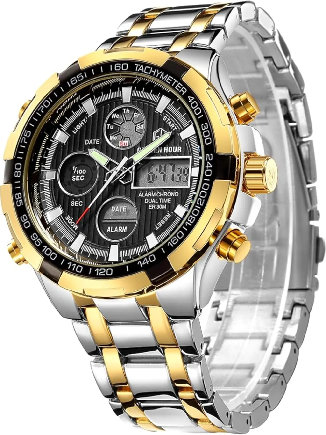 Luxury Multifunctional Business Watch, Waterproof, Timer, Alarm, Multiple Time Zones, Men's Electronic Quartz Watch, Round Analog Face, Chronograph Quartz Watch, Quartz Analog Wristwatch, Analog Quartz Watches