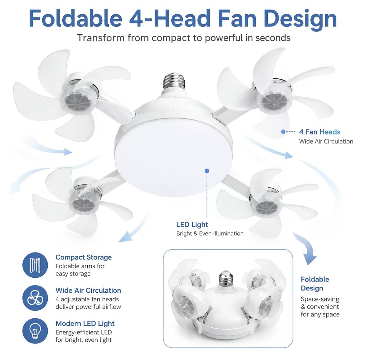 Modern Drone Style Ceiling Light with Foldable Mini Fan Blades, LED Flush Mount Lamp with Remote Control, E27 Socket Fixture for Bedroom Apartment Home Modern Drone Style Ceiling Light with Foldable Mini Fan Blades, LED Flush Mount Lamp with Remote Control, E27 Socket Fixture for Bedroom Apartment Home