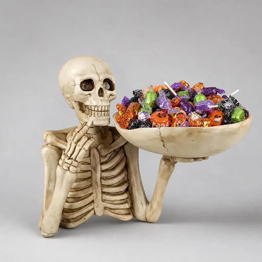 Gothic Skeleton Serving Tray - Spooky Halloween Aesthetic Decor, Bowl, Table Centerpiece