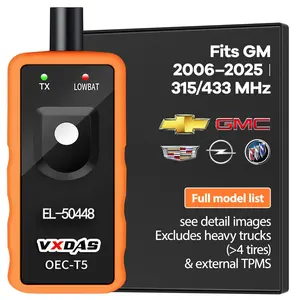 [GM only] VXDAS EL-50448 TPMS Relearn Tool | Tire Pressure Sensor Reset & Activation Tool | for Chevy, Buick, GMC, Cadillac Series 2006-2026 | One-Click Tire Pressure Monitor System Reset