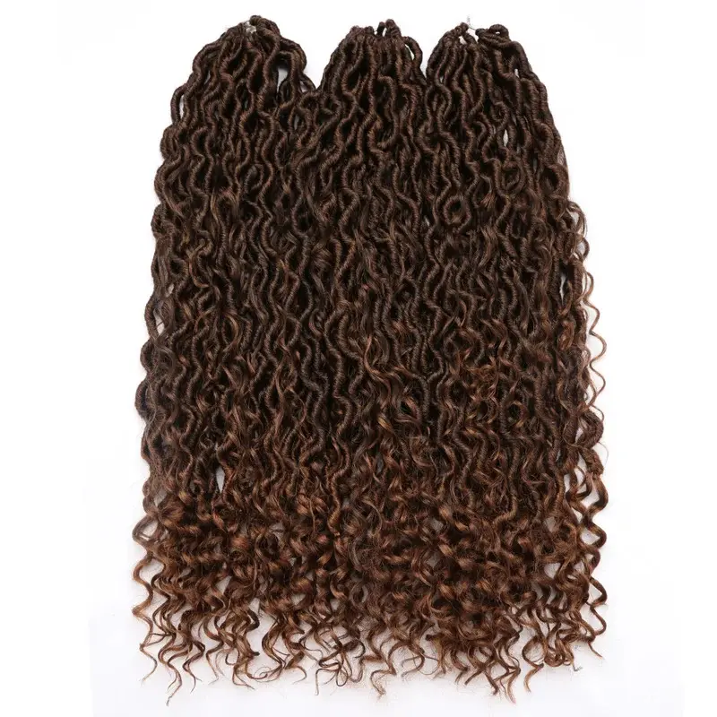 Synthetic River Locs Crochet Hair Braids Curly Faux Locs Braiding Hair Extensions for Women Black Hippie Locs Boho Style