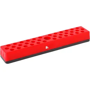60011 - Red 37 Hole Hex Bit Organizer with   Base - Keep Your Favorite Specialty, Drill, Tamper & Quick Change Bits Conveniently Organized and Accessible