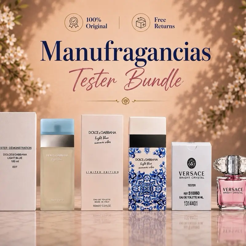 Mega Tester Bundle D&G Light Blue Women + D&G Light Blue Summer Vibe Women + Versace Bright Crystal Women 3.4 Oz EDT Spray