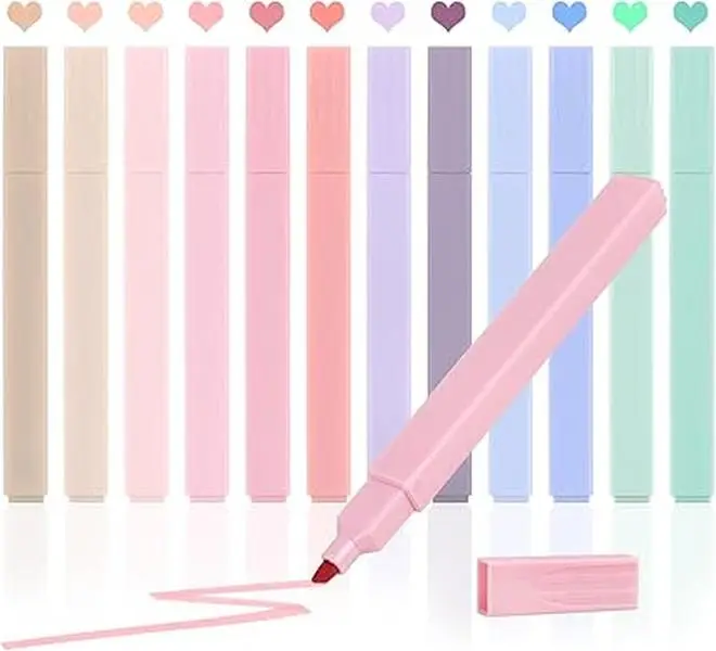 12pcs Bible Highlighters, Bible Highlighters No Bleed, Pastel Highlighter Set, Cute Highlighters, No Bleed Bible Highlighters Pastel (12 Color)
