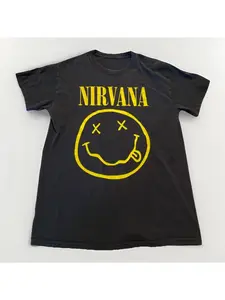 Nirvana Vintage Rock Band  Round Neck Short Sleeve TShirt Casual Streetwear Retro Angel Floral Graphic Tee for Grunge Music Enthusiasts