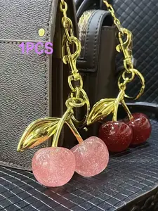 Cute Cherry Design Keychain, Creative Cherry Design Car Key Accessory Keychain for Car Key, Fashion Accessories for Women & Girls, Trendy All-match & Exquisite Keychain for Birthday Gift