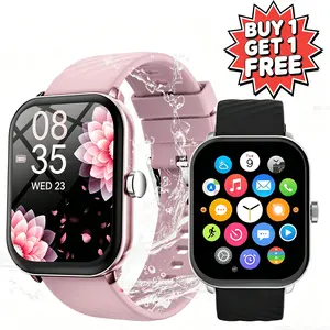 Waterproof Smart Watch, Buy 1 Get 1 Free Product, Bluetooth Call, Music Control, DIY Custom Dial, Multiple Sports Modes, Ideal for Daily Commute & Gifting (Buy 1 Get 1 Free) Silicone outdoorfun