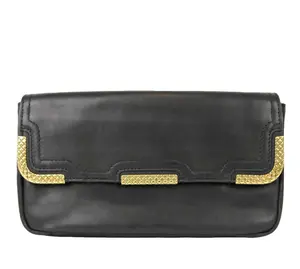 Pre-owned Bottega Veneta Leather Clutches & Wristlets with woven detail Black Purse Trendy Metal Purse
