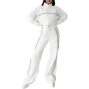 Women 2 Piece Tracksuit Fall Outfits Long Sleeve Zip Up Sweatshirt Jogger Pants Lounge Sweatsuit Sets