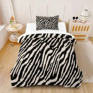 Zebra Print Bedding Set, Including 1 Quilt And 1 Or 2 Pillowcases Without Pillow Cores, a Gift For Children And Adults' Bedroom Decoration.