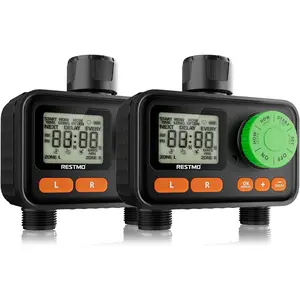 [2 Pack] 2 Zone Sprinkler Timer, Programmable Timer for,| Manual ON/Off| Rain Delay for Faucet, Drip Irrigation and Lawn System