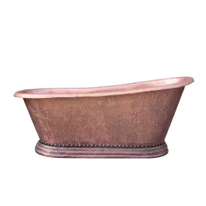 Akicon Copper Single-Slipper Roll-Top Handmade Copper Tub