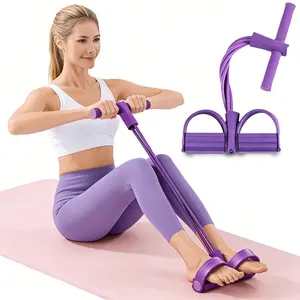 Multifunctional tension rope, 4-tube elastic yoga pedal tension belt, natural latex tension rope fitness equipment, for abdominal/waist/arm/leg stretching