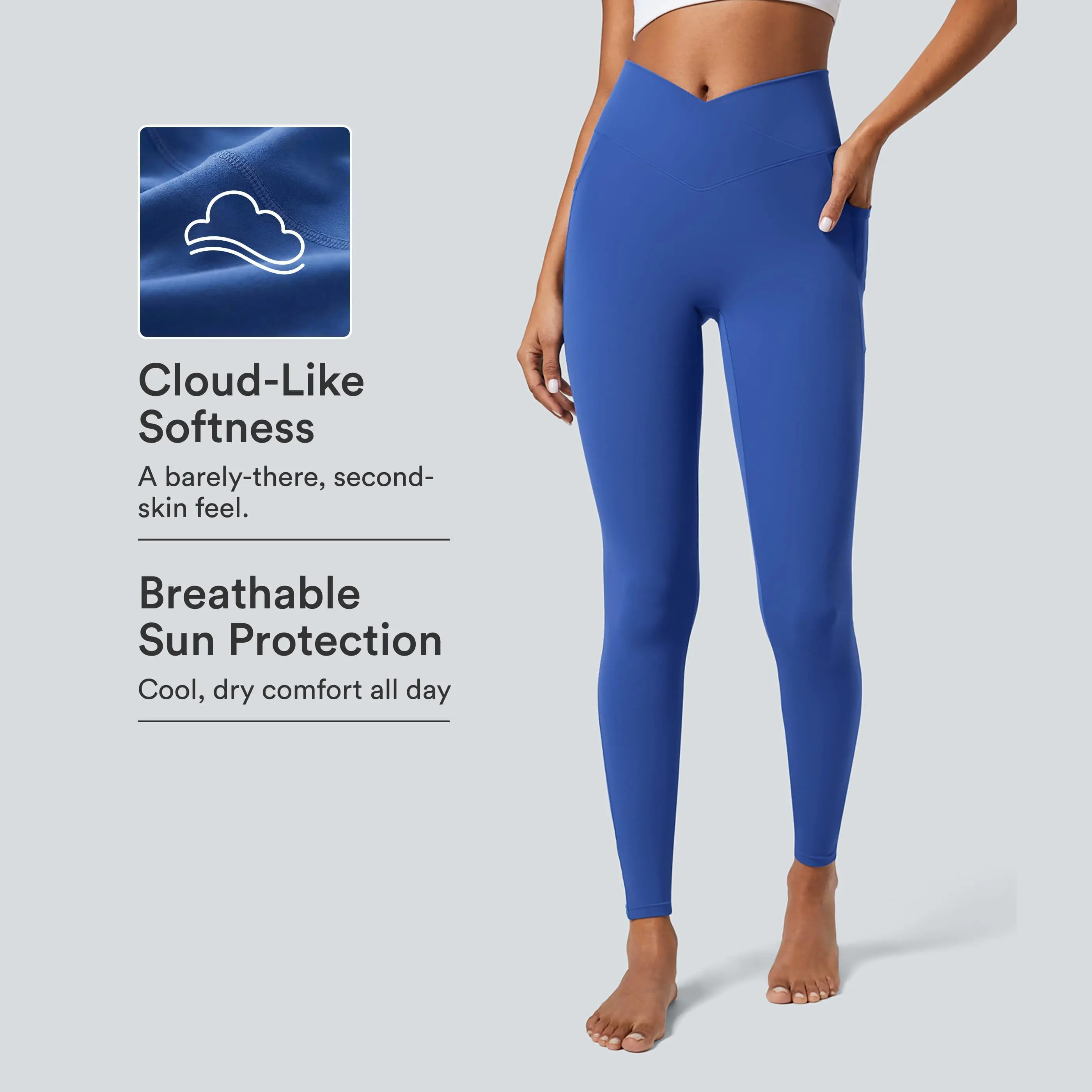 Halara Softlyzero Crossover Pocket Plain Leggings-UPF50+ Halara Softlyzero Crossover Pocket Plain Leggings-UPF50+