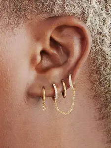 3-Piece Women's Elegant Copper Inlaid Zircon Earrings Set, Minimalist Style for Daily Wear and Gift Giving