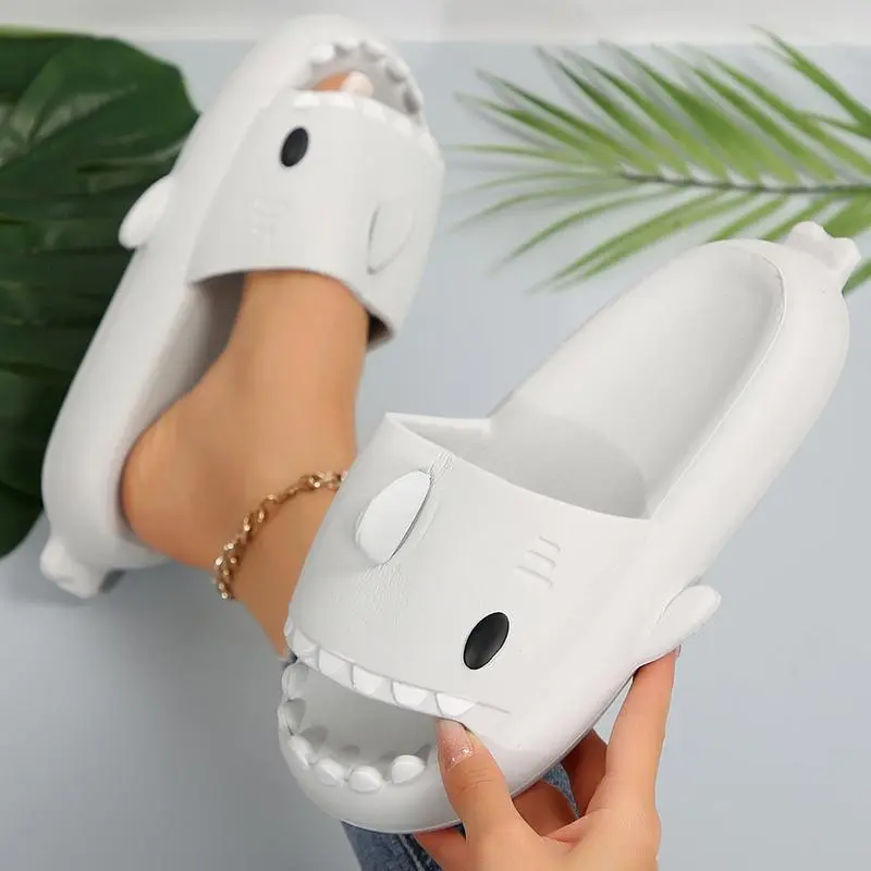 VOBJAK Women and Men Soft Slippers Shark Slides - Novelty Pillow Slippers Open Toe Shark Sandals - Walking Shoes, Girl