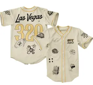 UFC 320 Las Vegas Fashion Baseball Jersey - Cream Color Outdoor Sports, Sport Shirt, Dynamic And Comfortable