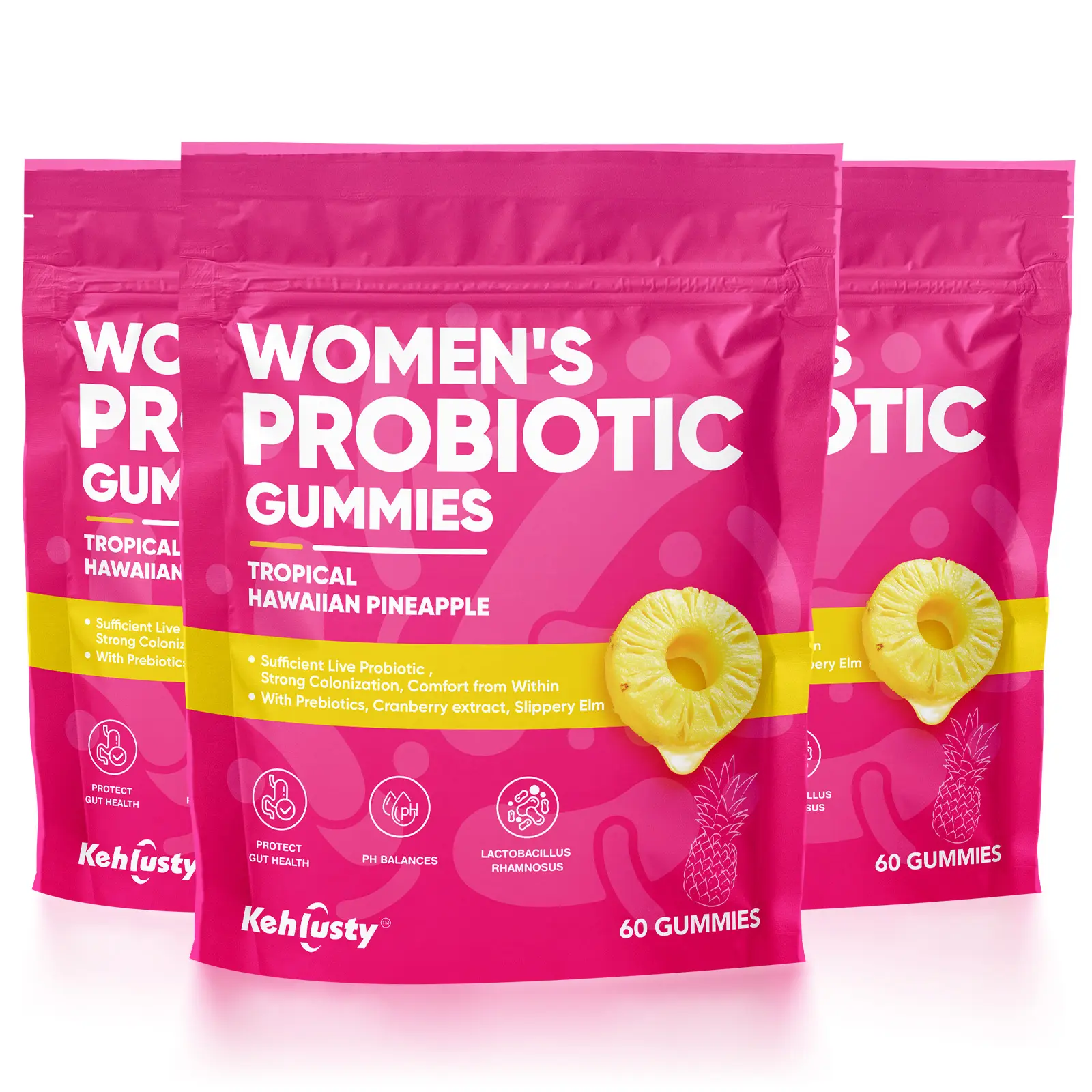 Probiotic Gummies for Women | Cranberry Extract + 100mg Prebiotic Fiber | Supports Gut Health & Digestive Comfort | Vegan Sugar-Free | 60 Gummies
