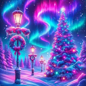 5D DIY Full Drill Round Diamond Painting - Diamond Painting Kit Christmas Tree Scene. Mosaic Canvas DIY Wall Art, Home Wall Decoration.