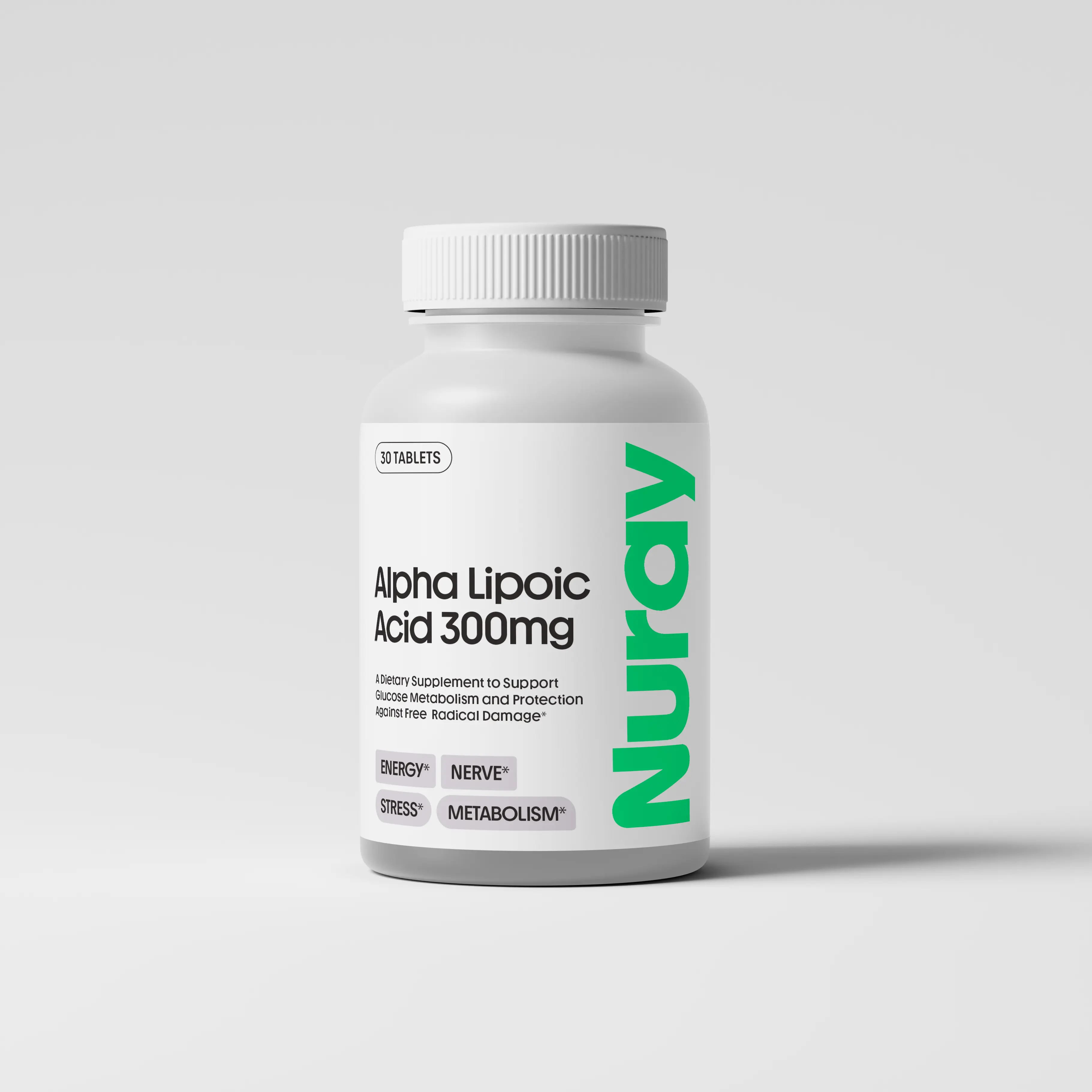 Nuray Alpha Lipoic Acid 300mg - Antioxidant Supplement for Healthy Aging, Supports Energy Production, Proper Nerve Function, Glucose Metabolism 60 cap