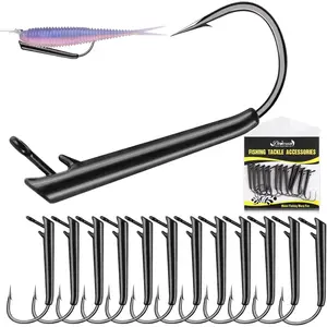 12PCS Ozark Rig Fishing Hooks Weedless Jig Heads for Fishing, 3/0 Texas Rig Hooks Jig Heads for Saltwater & Freshwater 1/8 OZ 1/4 OZ 3/8 OZ