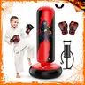 QPAU Kids Punching Bag with Stand - 66-Inch 0.5mm Thick Durable PVC Inflatable Boxing Set with Gloves, Easy Setup Boxing Training Gear for 5-12 Boys/Girls, Instant Rebound Sports Toy, Cool Christmas Gifts for Kids