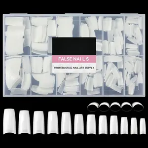 Acrylic Nail Tips White Half Cover False Nails Tips French Style Square Gel Nail Tips 504pcs Fake Nails No c Curve for DIY French Tip Press On Nails 12 Sizes