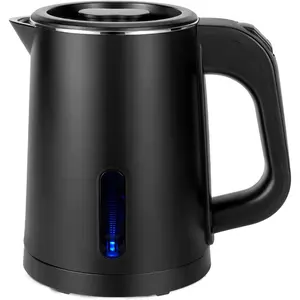 Small Electric  Kettle Stainless Steel, 0.8L Portable Mini Hot Water Boiler Heater, Travel Electric Coffee Kettle with Auto Shut-Off & Boil Dry Protection (Black)