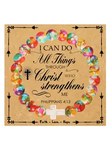 Easter Mother's Day Gift Charm Boho Style Stone Material Stretchy Fit Beaded Bracelet, Blessing Card Included, Perfect for Mom, Daughter, Aunt, Sister, Friend, Thoughtful Gift, Unique Touch