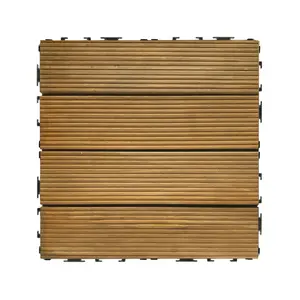 Achim DKTL4PNA27 12 x 12 in. OutdoorZ Interlocking Deck Tiles, Plank Honey Oak - 27 Tiles