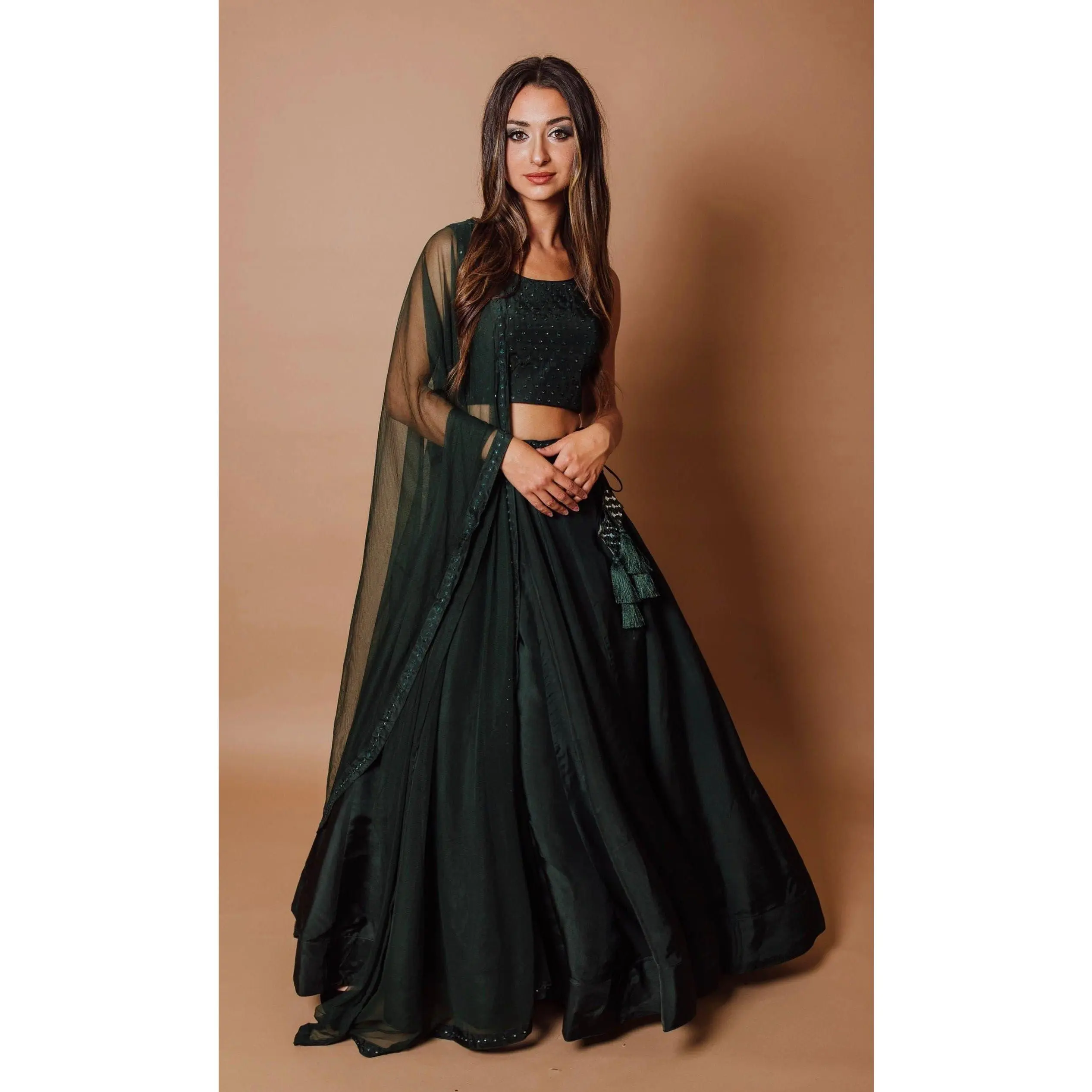 Green Embroidered Lehenga Choli Set
