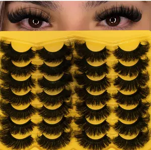 Mink Lashes Fluffy 20mm Volume False Eyelashes 8D Cat Eye Strip Lashes D Curl Dramatic Soft Eyelash 25mm Big Long Lash Strips 14 Pairs Lashes Pack That Look Like Extensions Faux Mink Lashes