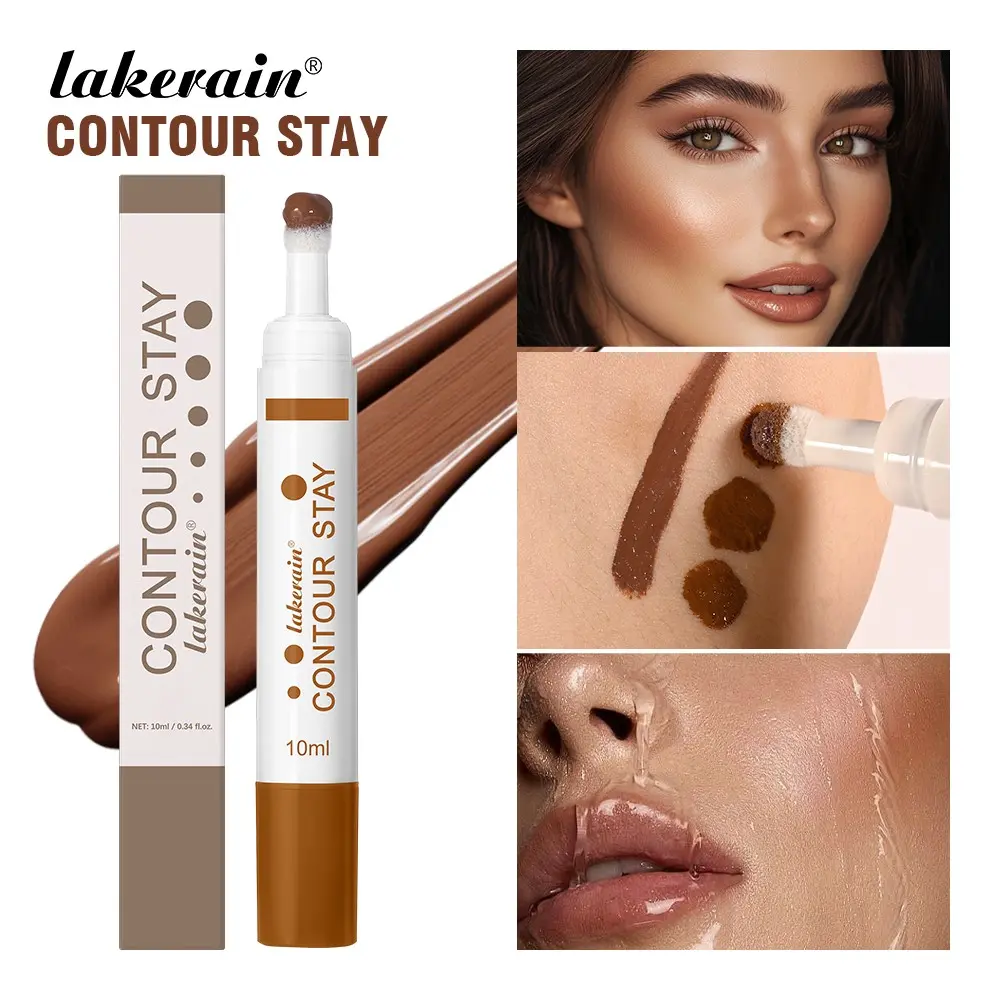 Lakerain 1 Count CONTOUR STAY effortless liquid bronzer, Facial Contouring Makeup, Sponge-Tip Applicator for Easy Blending, Long-Lasting Smudge-Proof Formula, Multiple Shades to Define Slim Face, Everyday Makeup Quick Face Definition, Gift, Bronzer