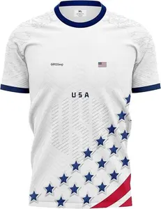GrizGenji USA National Soccer Jersey 2026 White Home Kit Officially Licensed Short Sleeve for 2026 Season Showcasing Team Spirit and Pride
