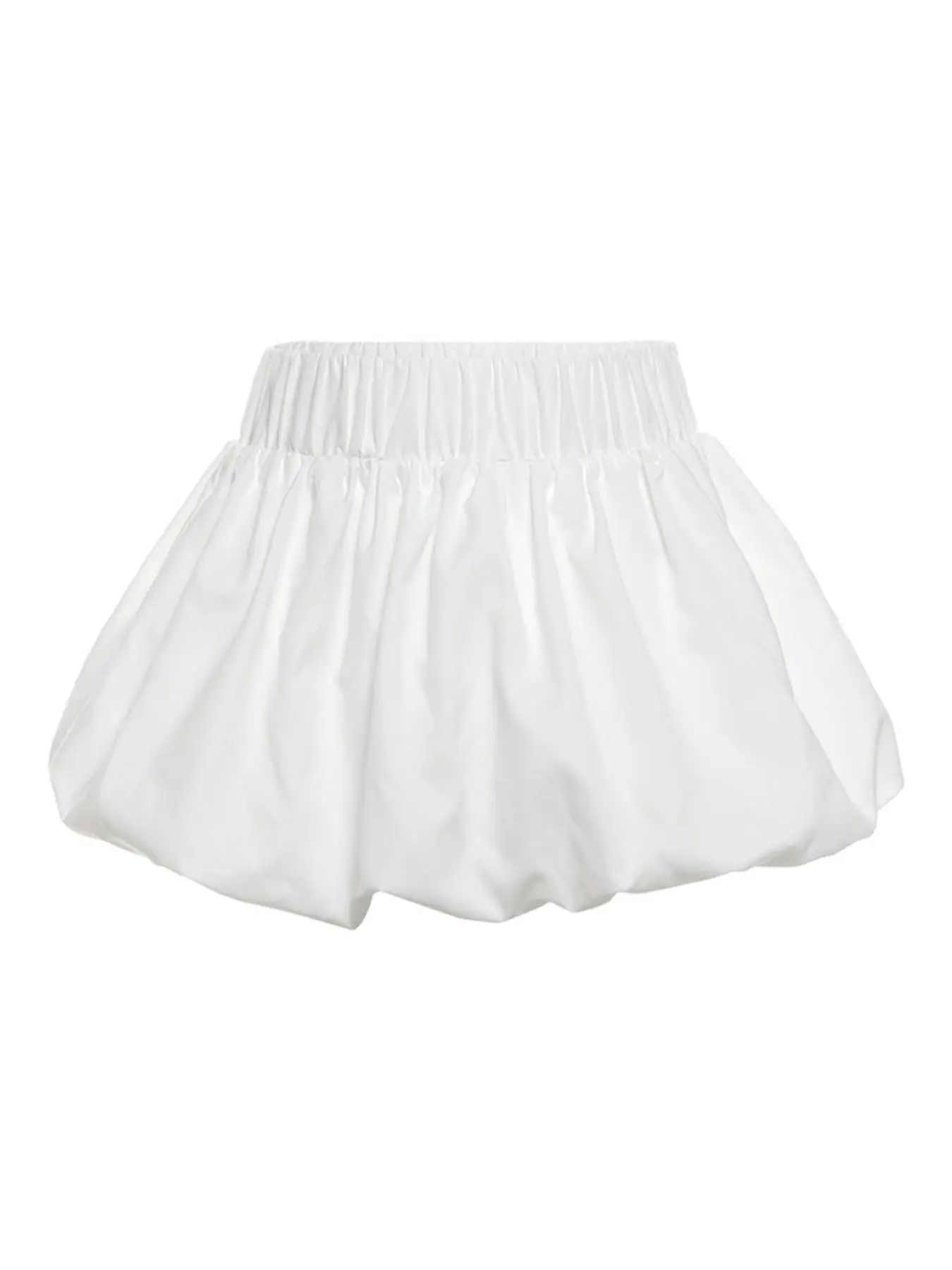 Women's Solid Ruched High Waist Bubble Skirt, Fashion Casual A Line Mini Skirt for Daily Outdoor Wear, White Skirt, Back To School Outfits, Skirts for