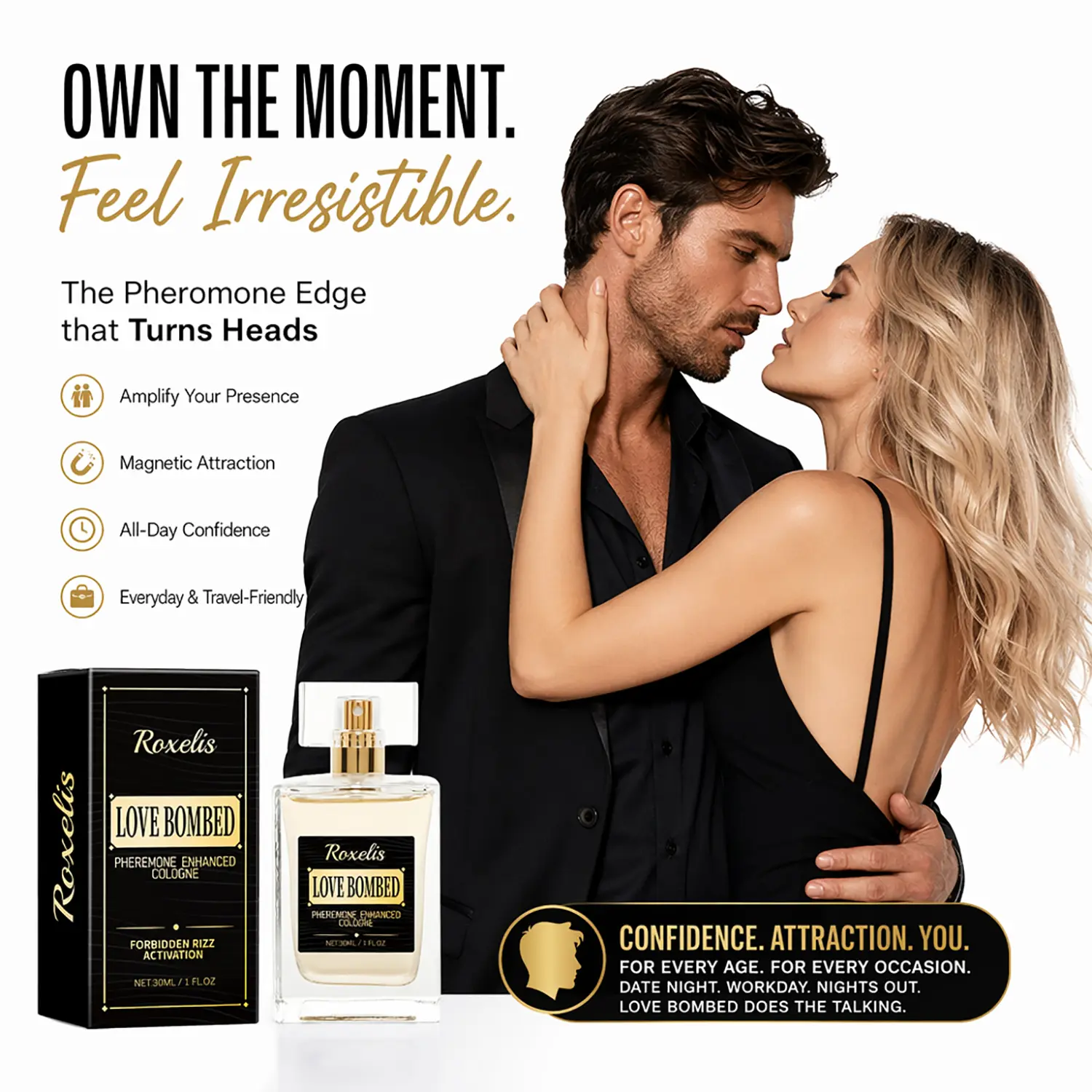 Men’s Pheromone Cologne, Infused with Pheromone Formula, Long Lasting 24H, Artisan Bergamot & Cedar Scent, Designed for the Fragrance Connoisseur, Make Her Obsessed & Share a Scent-Sational Night, Perfect Birthday Gift, Christmas Gift. 30ML/1.0FL.OZ.