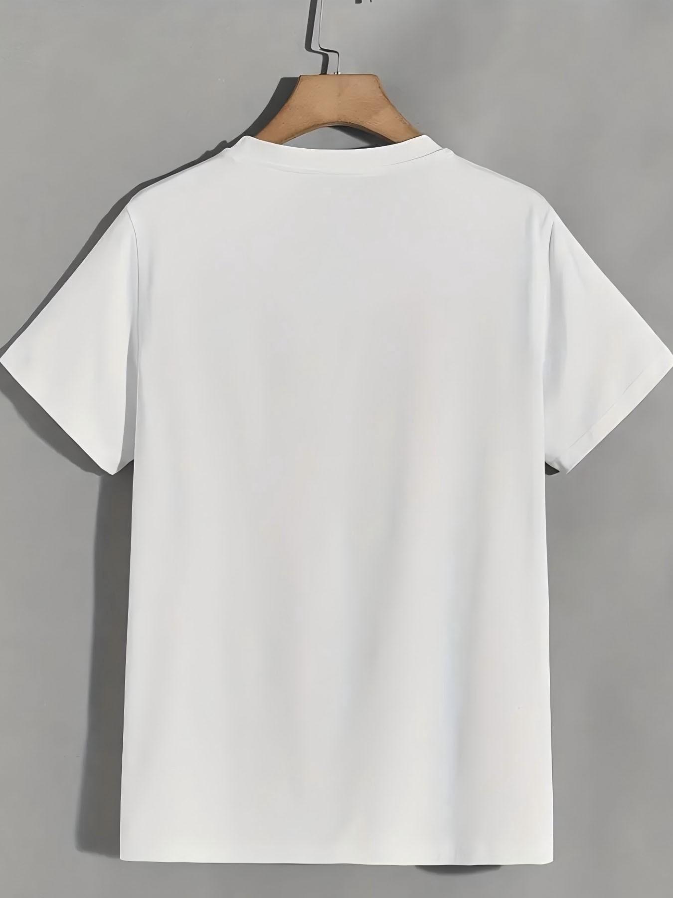 Men's Front Print Graphic T-Shirt, Short Sleeve Casual Streetwear Tee, Simple Design Daily Wear Top