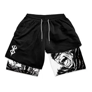 Anime  Shorts Y2K Summer Men Streetwear Anime Berserk Oversize Active Athletic Gym Short Pants Training Fitness Workout Track Shorts Clothes