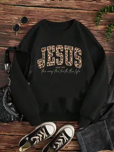 Christian Jesus Sweatshirt, Leopard Ethnic Bible Verse Pullover, Fashion Faith Clothing Gift, Love Jesus, Truth Life Fitted Casual Women's Hoodie