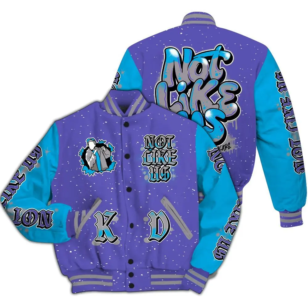Varsity Jacket To Match Retro Aqua 8s - None Like Us All Over Print Baseball Jacket Unisex Outfits, Baseball Style Jacket, Varsity Sportwear