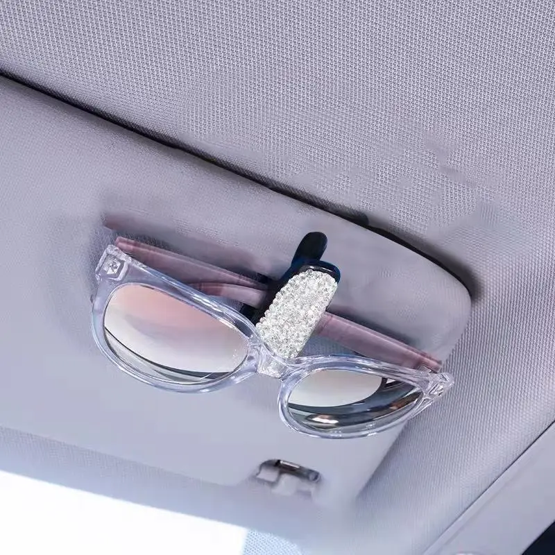 Rhinestone Decor Car Glasses Holder, Universal Car Interior Sunglasses Holder Car Glasses Holder Sun Visor Car Sunglasses Holder Car Interior Accessor